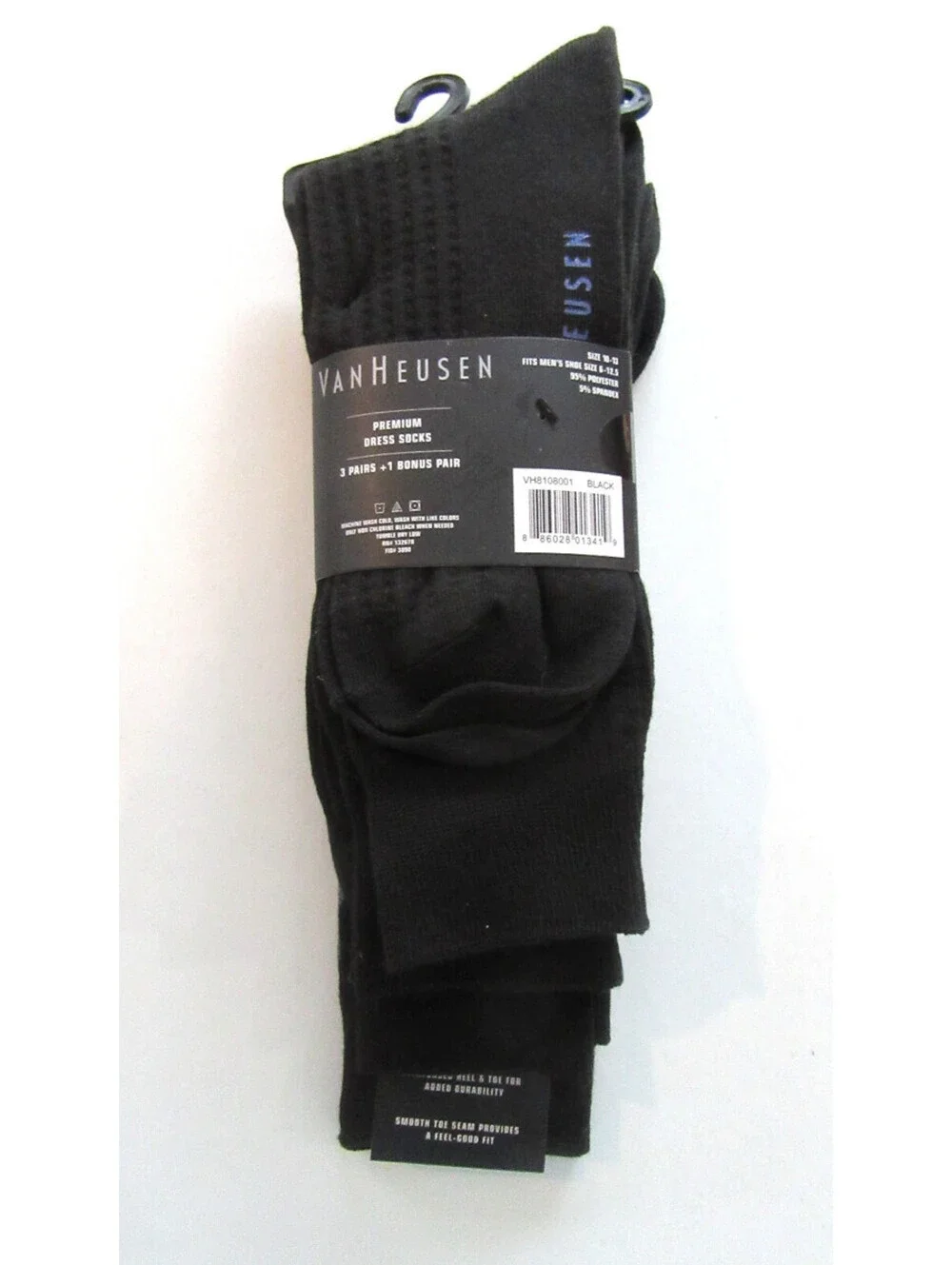 Van Heusen Premium Crew Dress Socks Black & Blue Argyle /Black Ribbed 4 Pack NWT